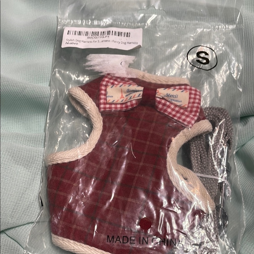 Stylish Red Plaid Dog Harness with Bow Tie